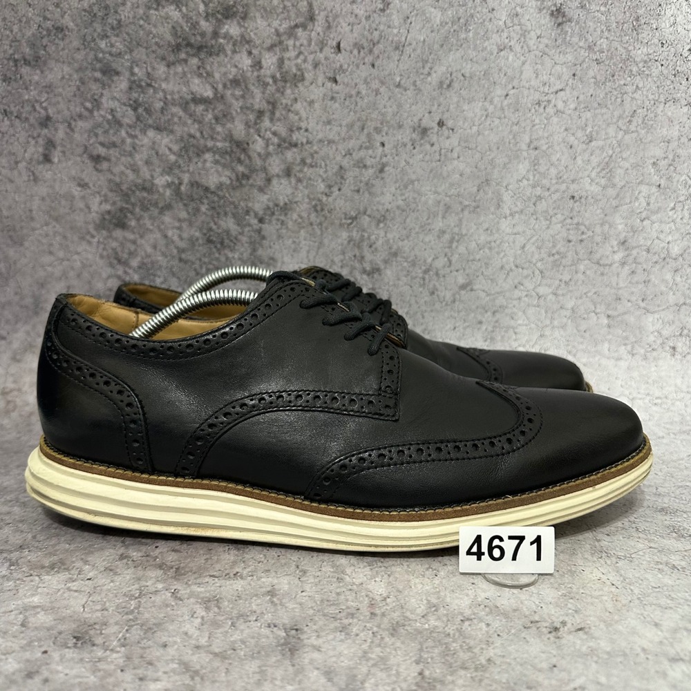 Cole Haan LunarGrand Wingtip Oxfords Mens 11.5 Black Leather Brogue C14110